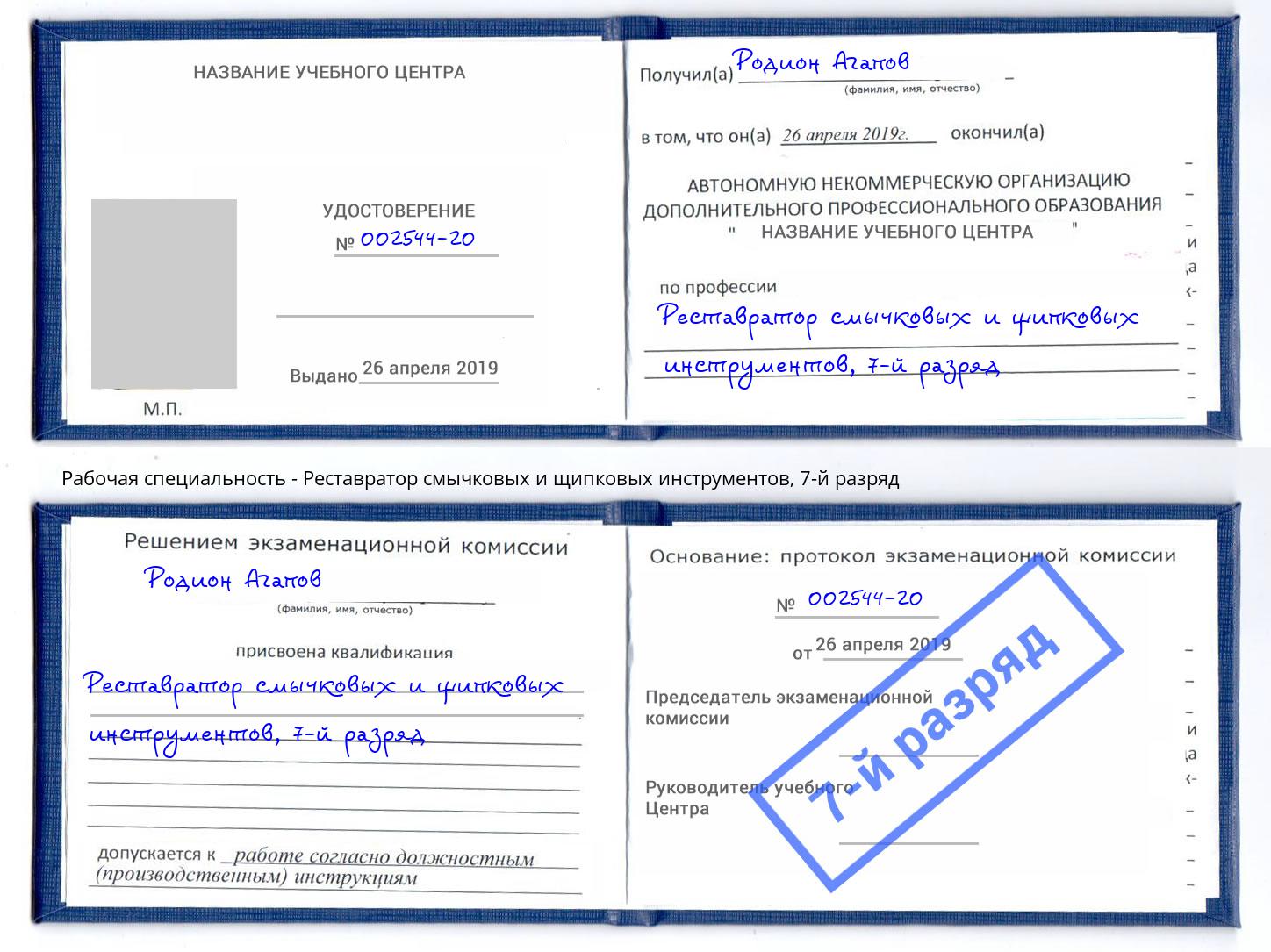 корочка 7-й разряд Реставратор смычковых и щипковых инструментов Сертолово