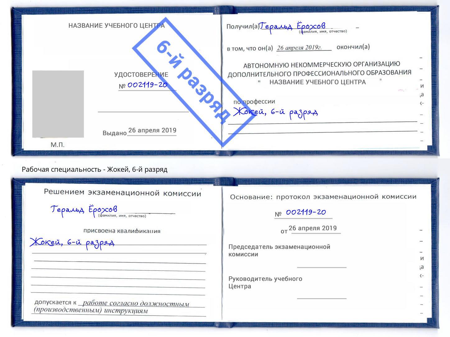 корочка 6-й разряд Жокей Сертолово