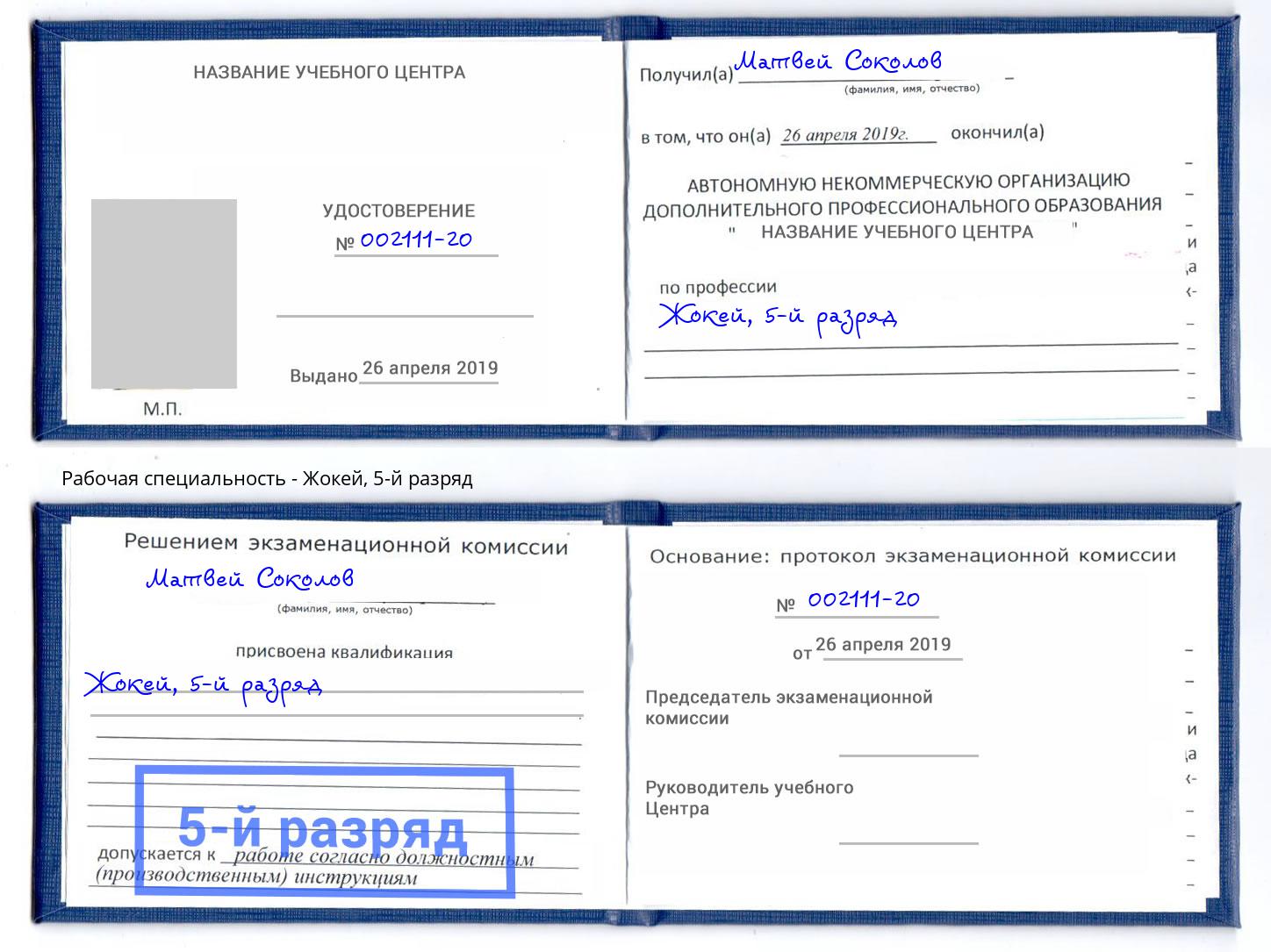 корочка 5-й разряд Жокей Сертолово